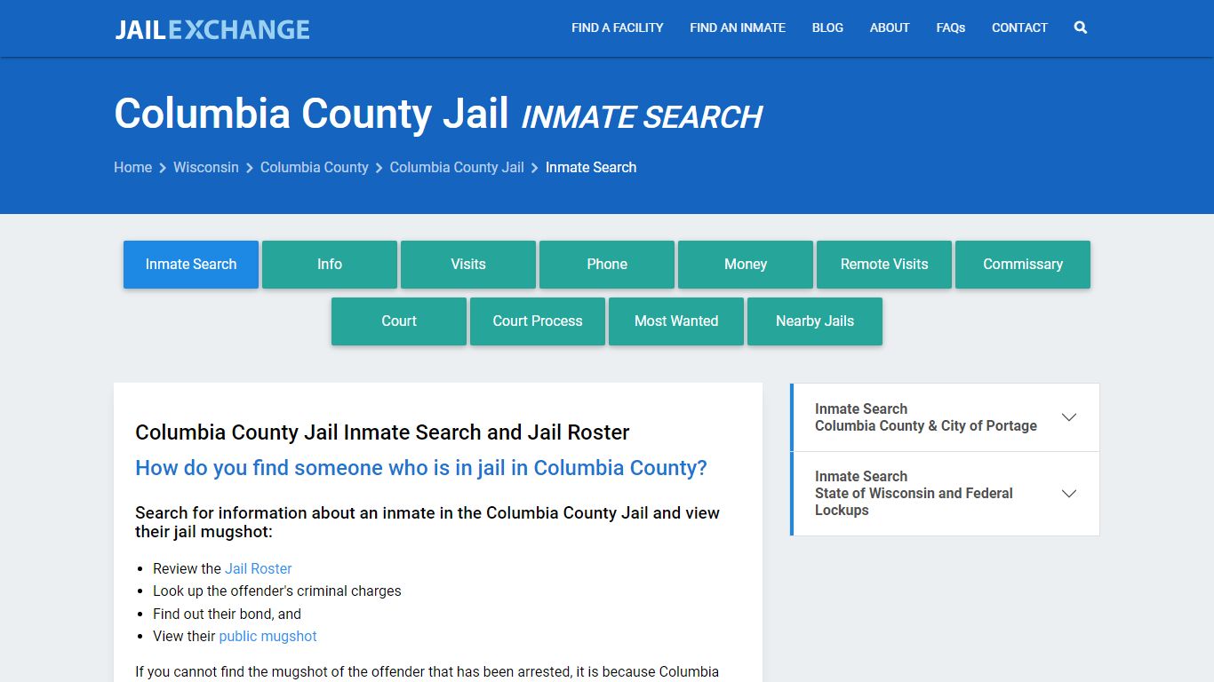 Inmate Search: Roster & Mugshots - Columbia County Jail, WI