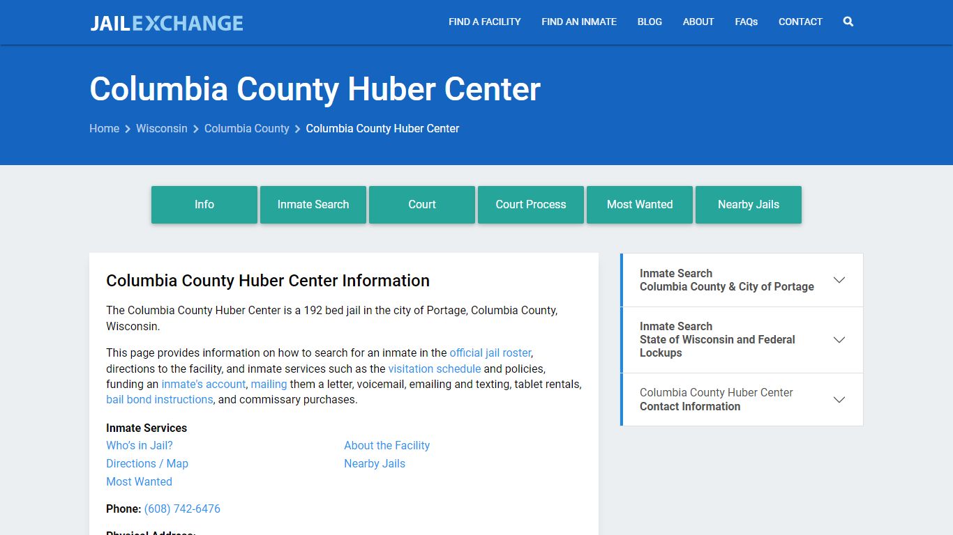 Columbia County Huber Center, WI Inmate Search, Information - Jail Exchange